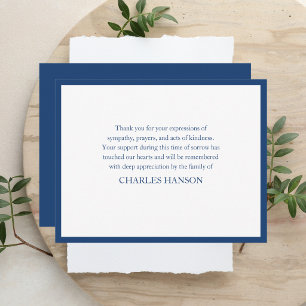 Simple Classic Elegant Blue Memorial Bereavement Card
