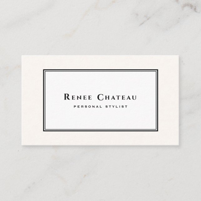 Simple Classic Elegant Cream White Professional Business Card (Front)