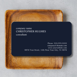 Simple Classic Elegant Dark Blue Consultant Business Card