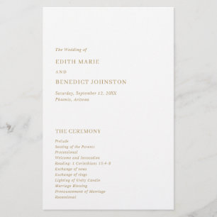 Simple Classic Elegant Gold Modern Wedding Program