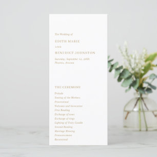 Simple Classic Elegant Gold Modern Wedding Programme