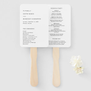 Simple Classic Elegant Modern Wedding Program Hand Fan