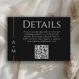 Simple Classic Elegant Monogram Details QR code Enclosure Card