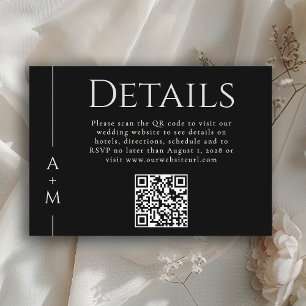 Simple Classic Elegant Monogram Details QR code Enclosure Card