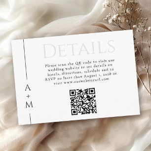 Simple Classic Elegant Monogram Details QR code Enclosure Card