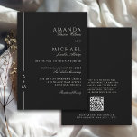 Simple Classic Elegant Monogram QR code Wedding Invitation<br><div class="desc">Simple, elegant and tasteful, this classic black wedding invitation design features a thin line border along the left edge with the bride and groom's monogram initial. A combination of timeless elegant serif font paired with a traditional script font is used for the bride and groom's names and other accent text....</div>