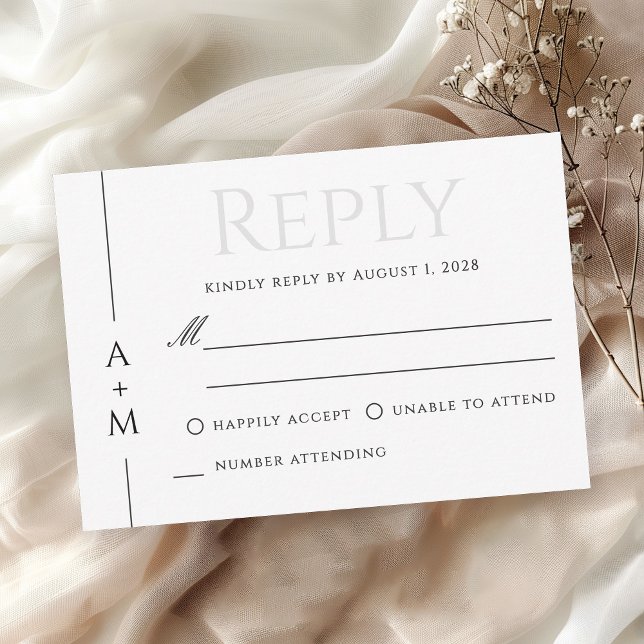 Simple Classic Elegant Monogram Wedding RSVP Card (Creator Uploaded)