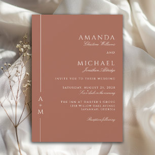 Simple Classic Elegant Terracotta Minimal Wedding Invitation