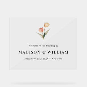 Simple Classic Elegant Tulips Wedding Welcome Sign