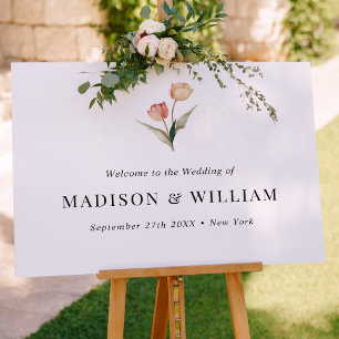Simple Classic Elegant Tulips Wedding Welcome Sign
