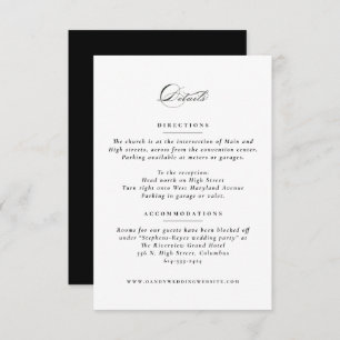Simple classic elegant wedding details enclosure card