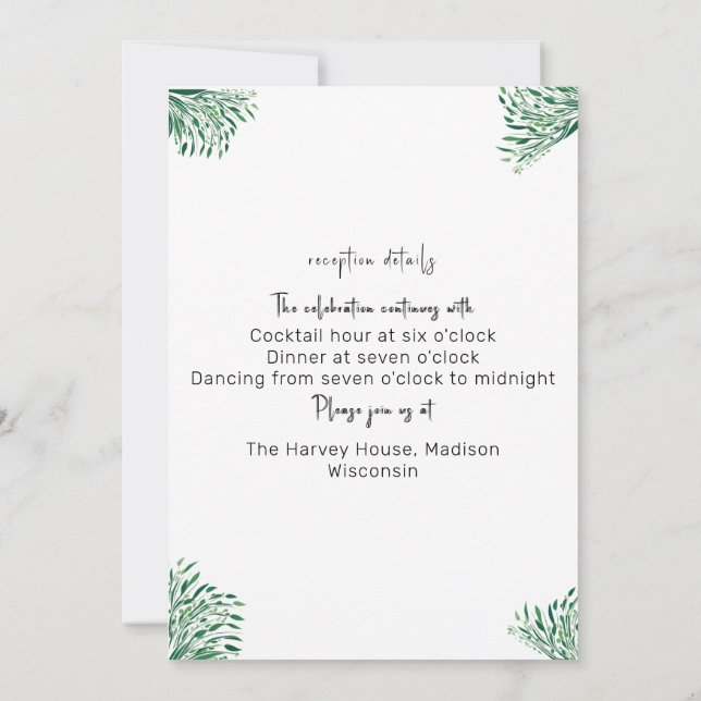 Simple Classic Elegant Wedding Invitation  (Back)