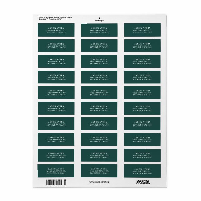 Simple Classic Evergreen Return Address Text Based (Full Sheet)