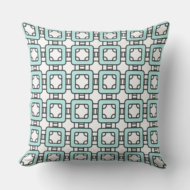 simple classic geometric pattern turquoise with bl cushion (Front)