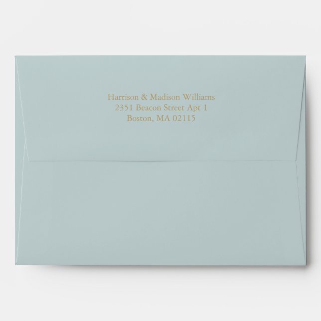 Simple classic gold dusty blue custom elegant chic envelope (Back (Top Flap))