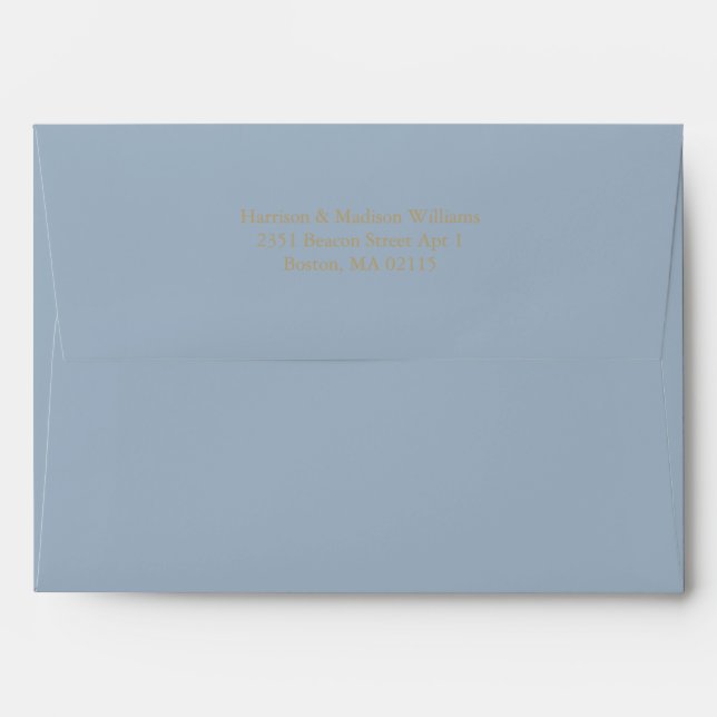 Simple classic gold dusty blue custom elegant chic envelope (Back (Top Flap))