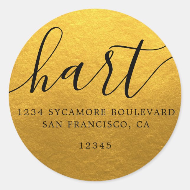 Simple Classic Gold Family Return Address Label (Front)