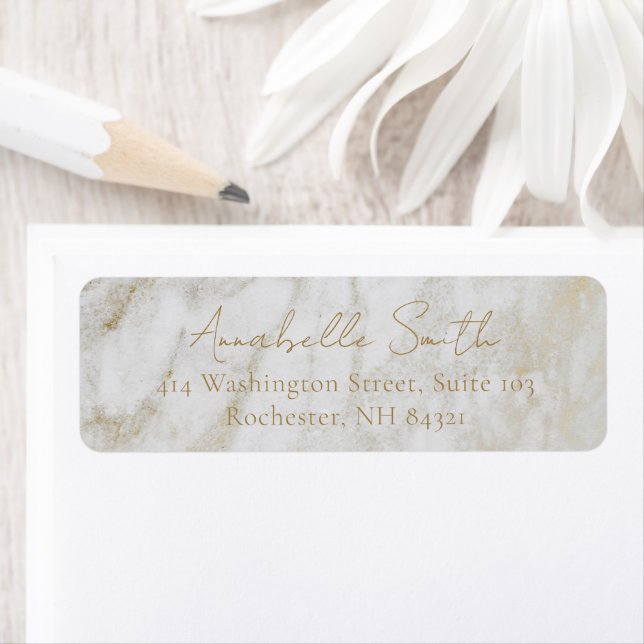 Simple Classic Gold Marble Elegant Return Address (Insitu)