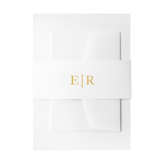 Simple Classic Gold Monogram Elegant Wedding Invitation Belly Band (Front Example)