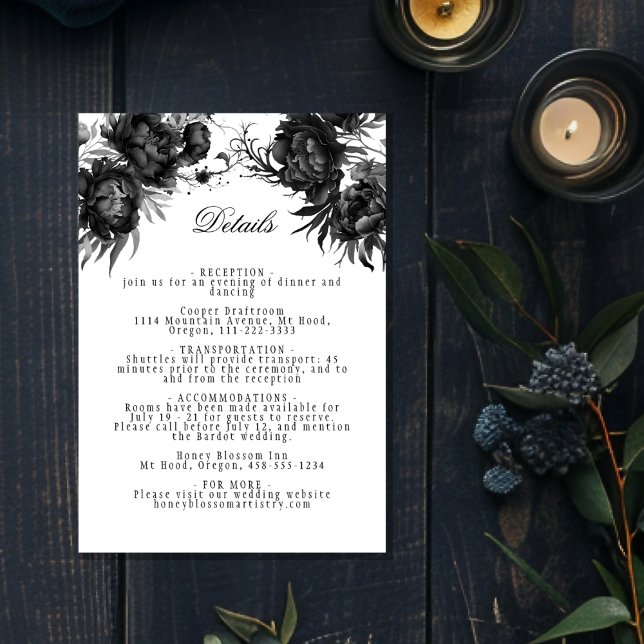 Simple Classic Gothic White Wedding Details Enclosure Card (Creator Uploaded)