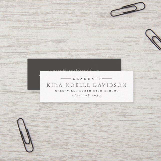 Simple classic graduate graduation name card (Front/Back In Situ)