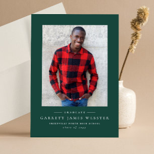 Simple classic green graduation announcement