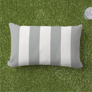 Simple Classic Grey Cabana Stripes Lumbar Cushion