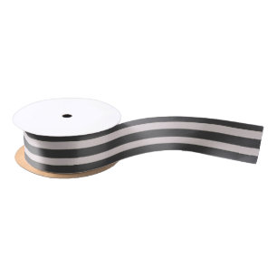 Simple Classic Grey & White Stripes 1.5” 2 Yard Satin Ribbon
