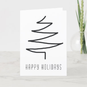 Simple Classic Hand Drawn Abstract Christmas Tree  Holiday Card