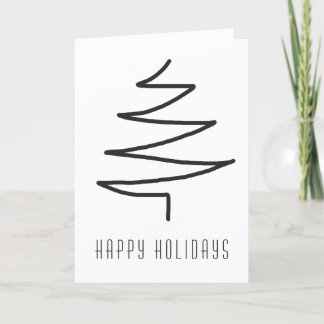 Simple Classic Hand Drawn Abstract Christmas Tree Holiday Card