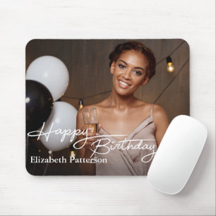 Simple Classic Happy Birthday Photo Mouse Mat