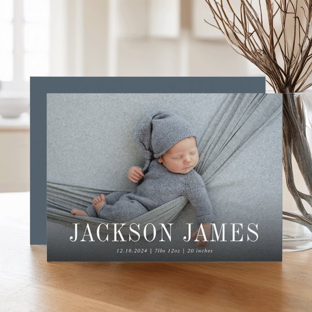 Simple Classic Horizontal Photo Birth Announcement (Creator Uploaded)
