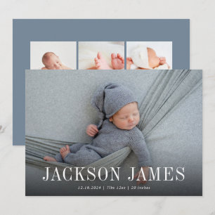 Simple Classic Horizontal Photo Birth Announcement
