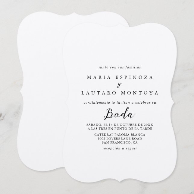 Simple Classic Kraft Spanish Wedding  Invitation (Front/Back)