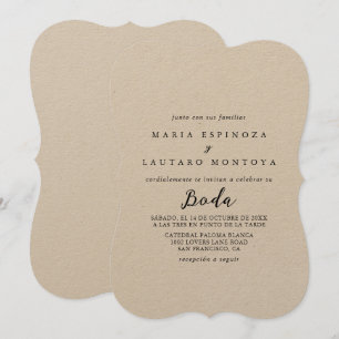 Simple Classic Kraft Spanish Wedding  Invitation