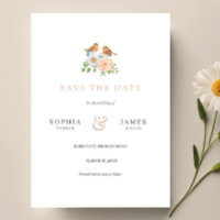 Simple classic love birds save the date invitation