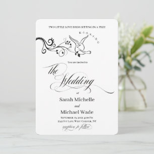 Simple Classic love birds Wedding Invitation