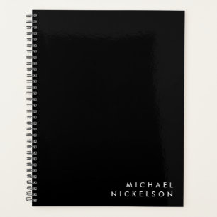 Simple Classic Masculine Name on Black Planner