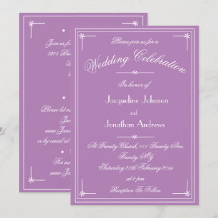 Simple Classic Mauve Lilac All In One Wedding Invitation
