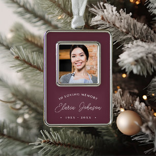 Simple Classic Memorial Photo Silver Plated Framed Ornament