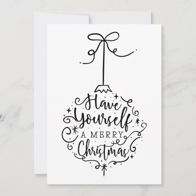Simple Classic Merry Christmas Bauble Holiday Card (Front)