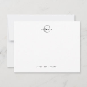 Simple Classic Minimalist Light Grey Monogrammed Thank You Card