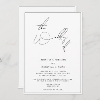 Simple Classic Minimalist Wedding Invitation