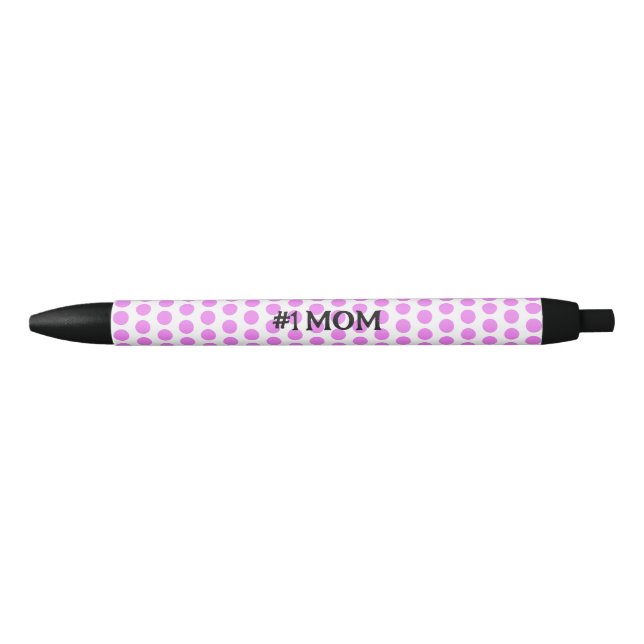 Simple Classic Modern Pink & Black Polka Dots Blue Ink Pen (Front)
