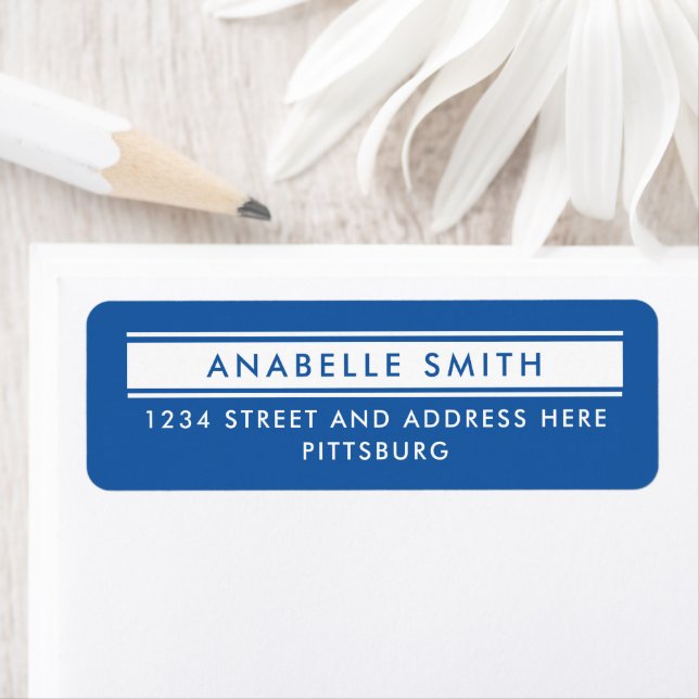Simple Classic Monochrome Blue Return Address Typo (Insitu)