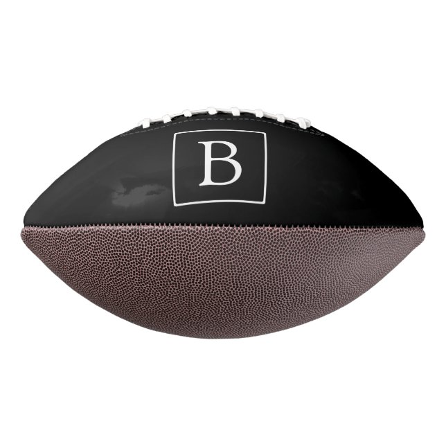 Simple Classic Monogram | Black w/ White Text American Football (Rotated 270)