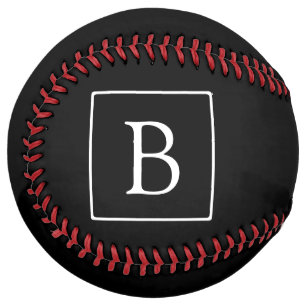 Simple Classic Monogram Black w/ White Text Softball