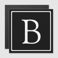 Simple Classic Monogram | Black & White Magnet