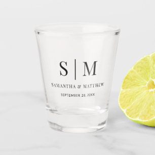 Simple Classic Monogram Elegant Wedding Shot Glass