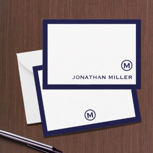 Simple Classic Monogram Navy White Card